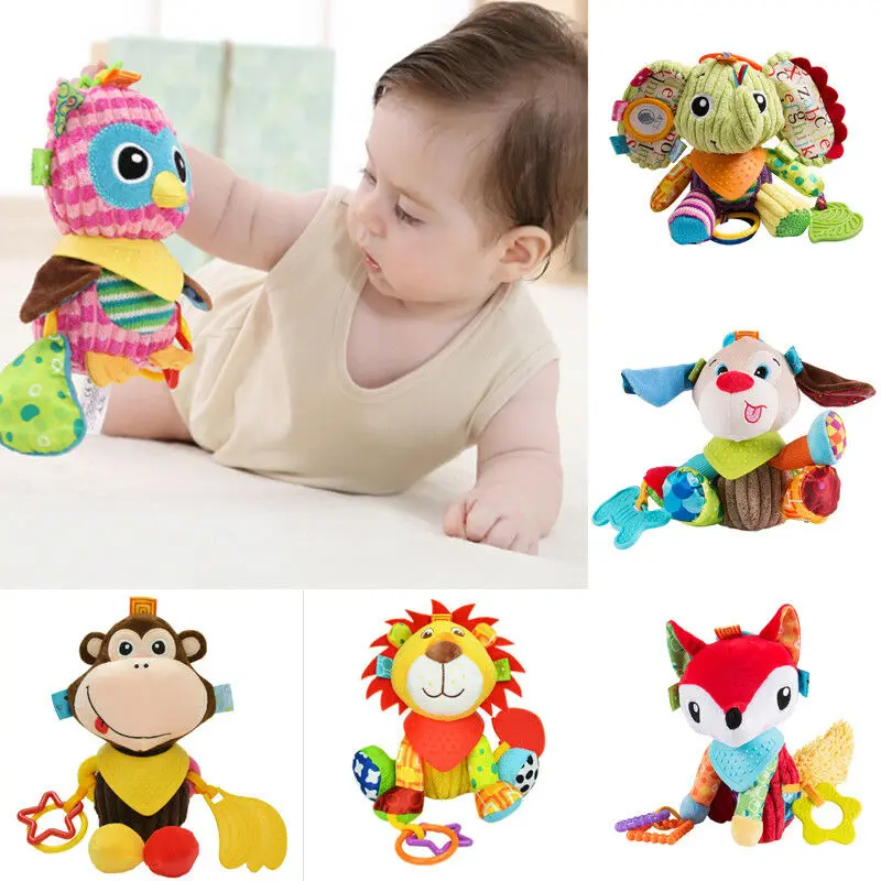 Pudcoco Newborn Baby Infant Animal Soft Rattles Teether Hanging Bell Plush Bebe Toys Gifts Newborn Acessories