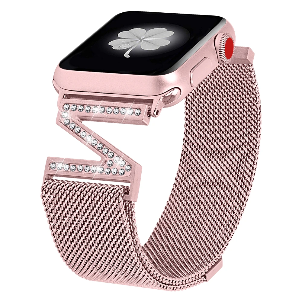

Milanese Loop Diamond strap For Apple Watch band 4 44mm 40mm iwatch 4 3 2 1 band 42mm 38mm Stainless Steel Bracelet women