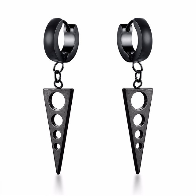 COLOR DANGLING TRIANGLE EARRING FOR MEN AND WOMEN STAINLESS STEEL EARRINGS