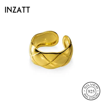 

INZATT Real 925 Sterling Silver Geometric Adjustable Ring For Fashion Woman Fine Jewelry Minimalist Cute Accessories Gift