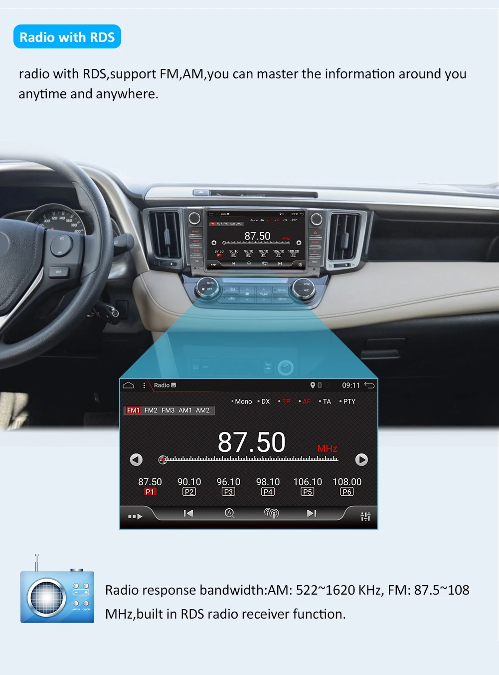 Excellent 2 din android 9.0 for Toyota Rav4 fit to 2013-2015 year 8 core car dvd radio player audio stereo free gps rear camera map 8inch 11