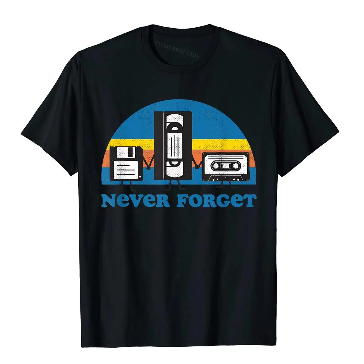 Never Forget T Shirt Funny Floppy Disk VHS Tape 90s 80s Tee__B9835black