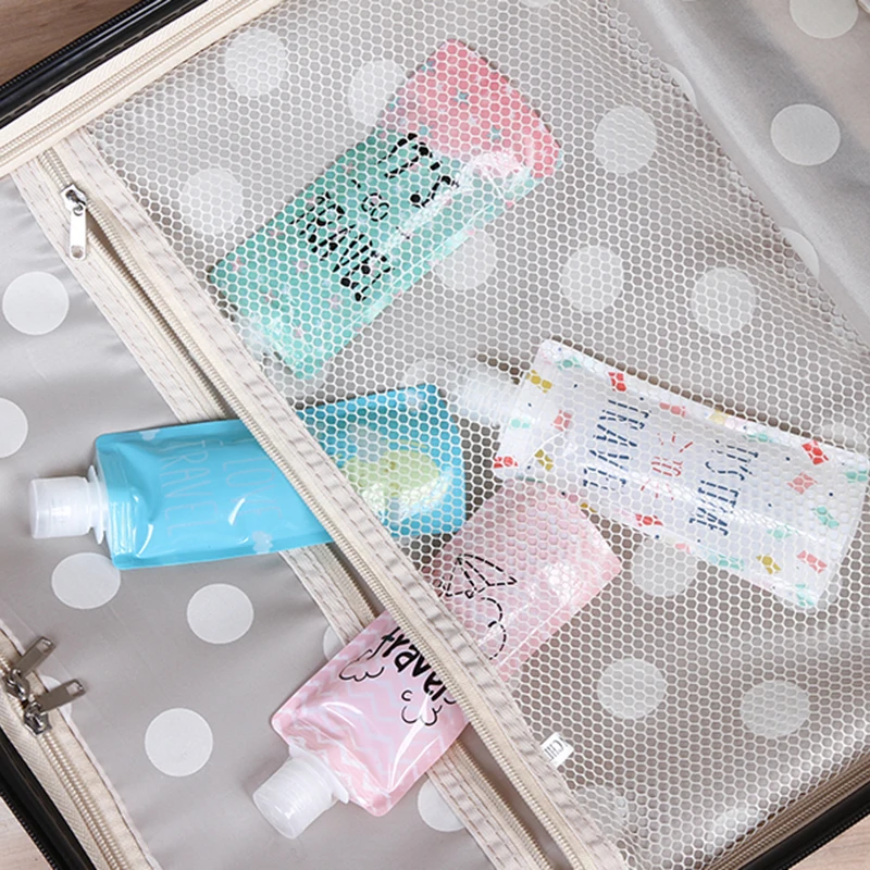

Cute Cartoon Shampoo Moisture Bottle Cream Cosmetic Liquid Storage Bag Portable Travel Folding Dispensing Bag Storage Bag