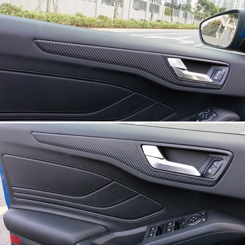 4pcs Carbon Fiber Car Styling Inner Door Decoration Sticker Frame Moulding Cover Trim For Ford Focus Interior Accessories