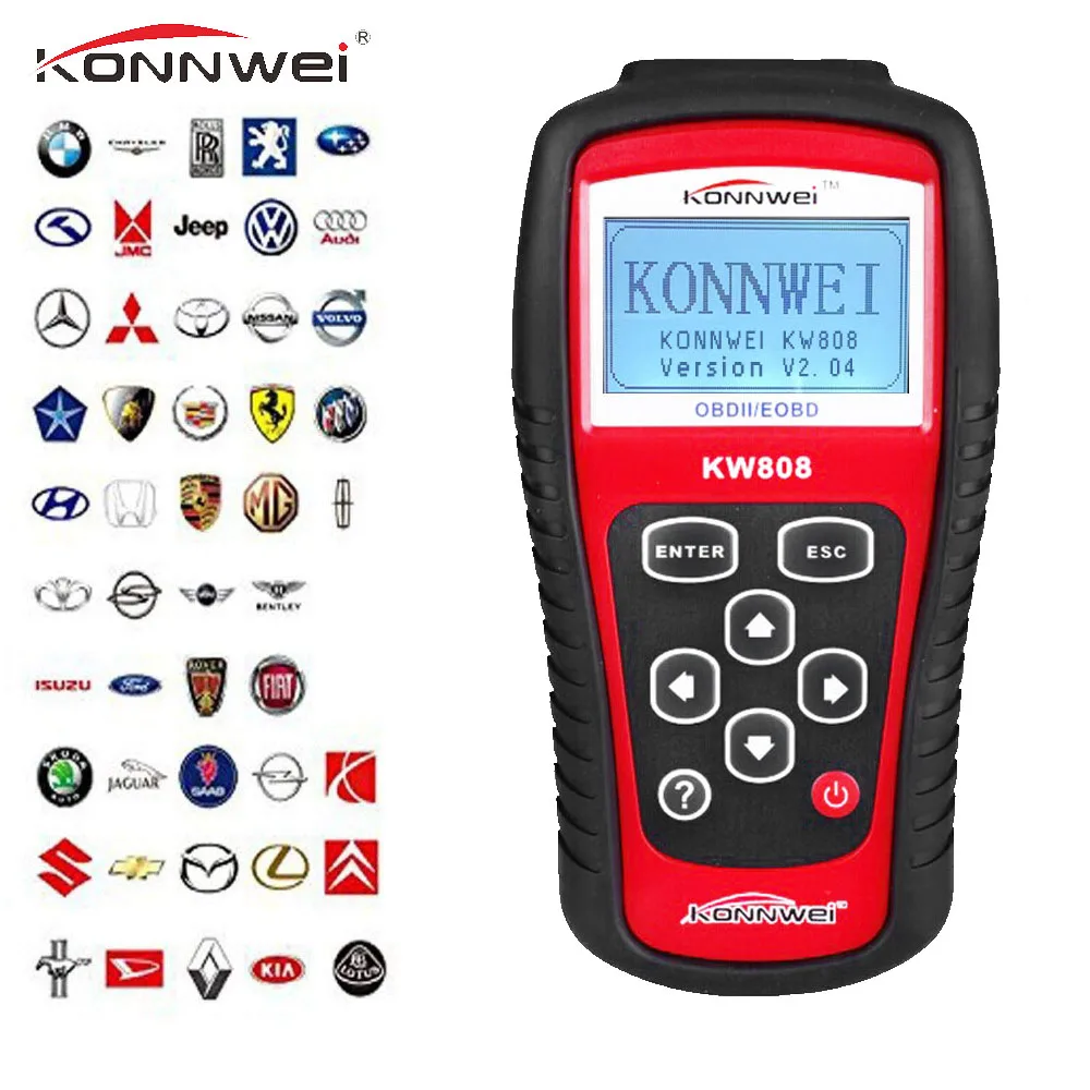 KONNWEI KW808 Профессиональный OBDII/EOBD автомобильный считыватель кодов и автоматический сканер автомобильный декодер обнаружения диагностический инструмент сканирования