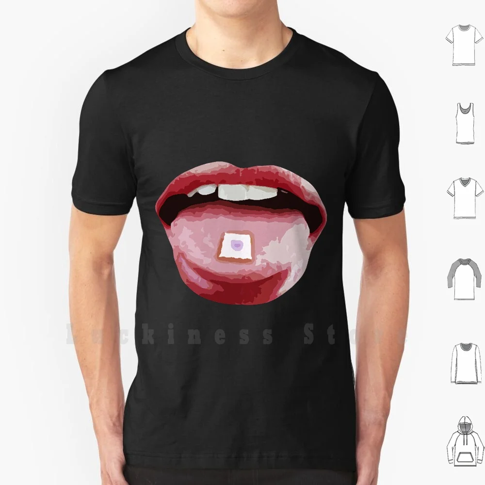 Camiseta de gran tamaño 100% algodón Lsd ácido psicodélico comer Satán dios de las drogas Trippy lengua Vector labios boca|Camisetas| - AliExpress