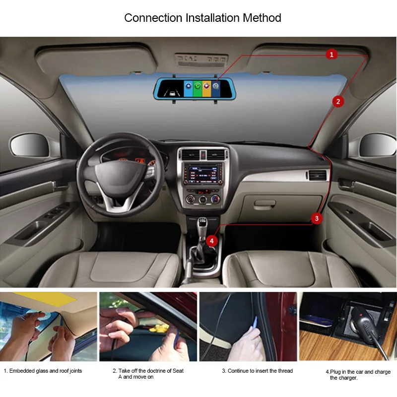  Full HD Mirror Dash Cam Video Recorder Smart Car Front Rear Dual Lens 1080P JHP-Best