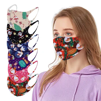 

Christmas Cartoons Face Masks Breathable Cloth Mouth Cover Reutilizable Washable Face Masks 6pcs Ear Hook Elastic Masque