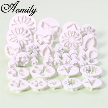 

Aomily 33Pcs/Set Multi Styles Flowers Plant 3D Cookies Fondant Cutter Cake Pastry DIY Baking Embossed Chocolate Biscuit Mold