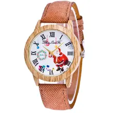 Fashion watch  Men Watch Quartz Strap Top Brand Lady's Wooden Side Cowboy Belt Lady Watch Christmas Gift Clock