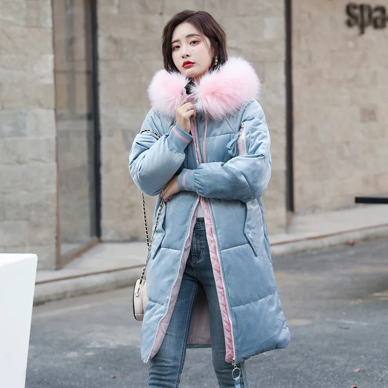 

Korean Casual Winter Coat Women Thick Female Parka VELOUR Fur Hooded Winter Jacket Women Plus Size XXXL Women Puffer Jacket