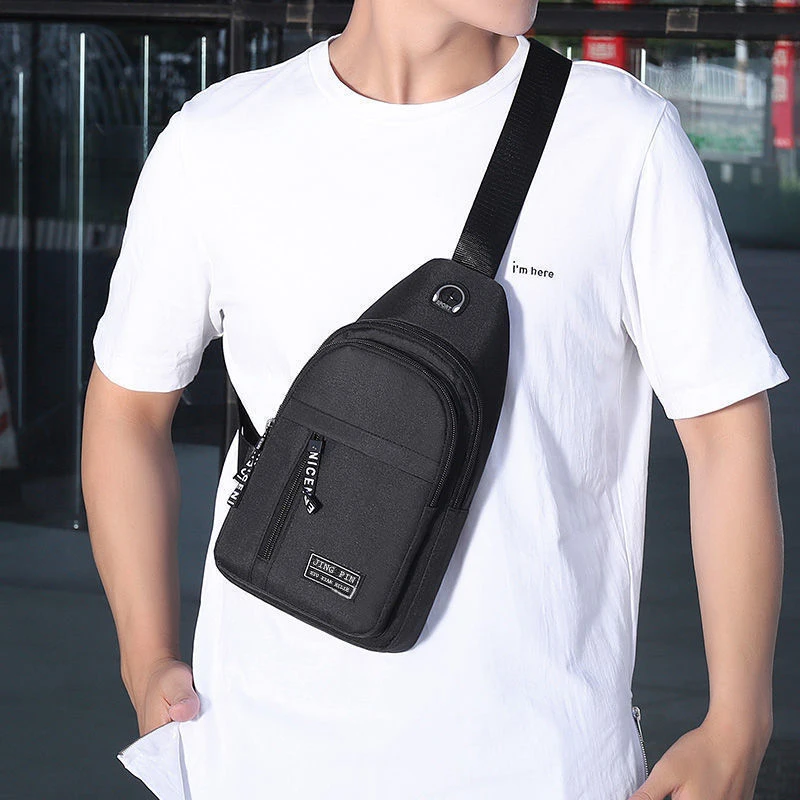 1PC Men Shoulder Bags Men Shoulder Bags Nylon Chest Bag Multifuncional Crossbody Bags Fashion Sport Travel Sling Bag Messenger for Male