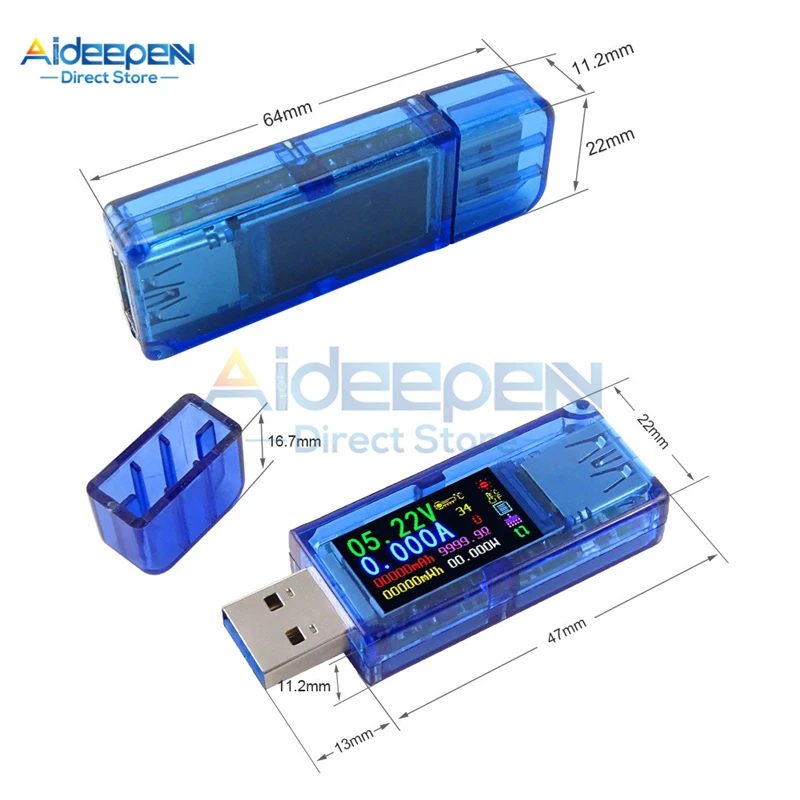 AT34 USB 3.0 컬러 LCD 디스플레이 전압계 전류계 전압 전류 미터 멀티 미터 배터리 충전 보조베터리