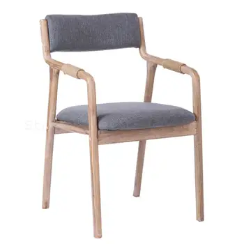 

Wooden Dining Chair, Retro Leisure Chair, Simple Modern Study Chair, Home Fabric Backrest, New Chinese Type Armrest Dining Chair