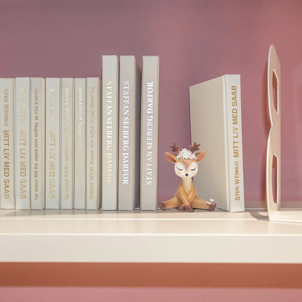 Мультяшные украшения из смолы, маленький олень, 3D фигурка оленя, изделия из смолы, статуэтка для декора дома, офиса, автомобиля, украшения, детский подарок