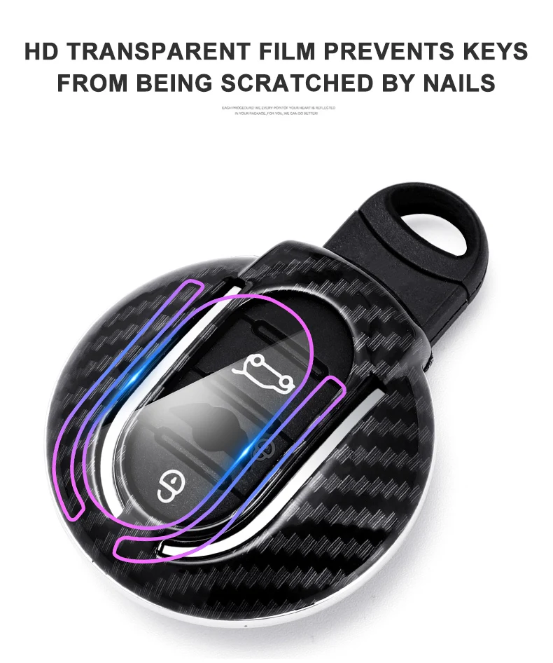 Carbon Fiber Car Smart Key Cover Case Fob Mini Cooper R55 Clubman Countryman F56 F55 F54 2018 2021 CarProtect Shell Accessories - Hfe50b4023a0f44b3b15e932a78426cffS