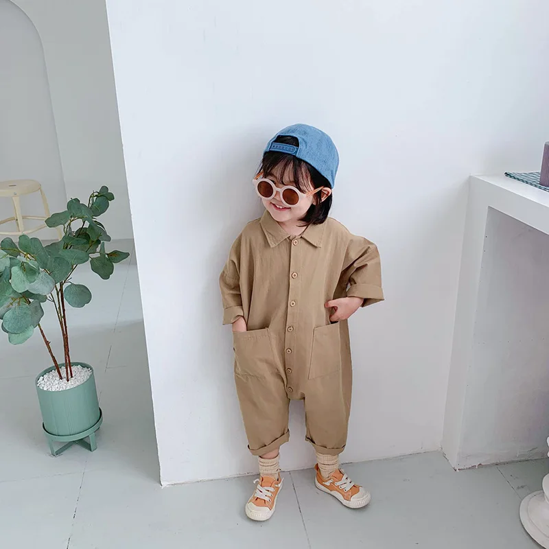 Kids Overalls Denim Girls Clothes Autumn Boys Jumpsuits Loose Style Girls Playsuit