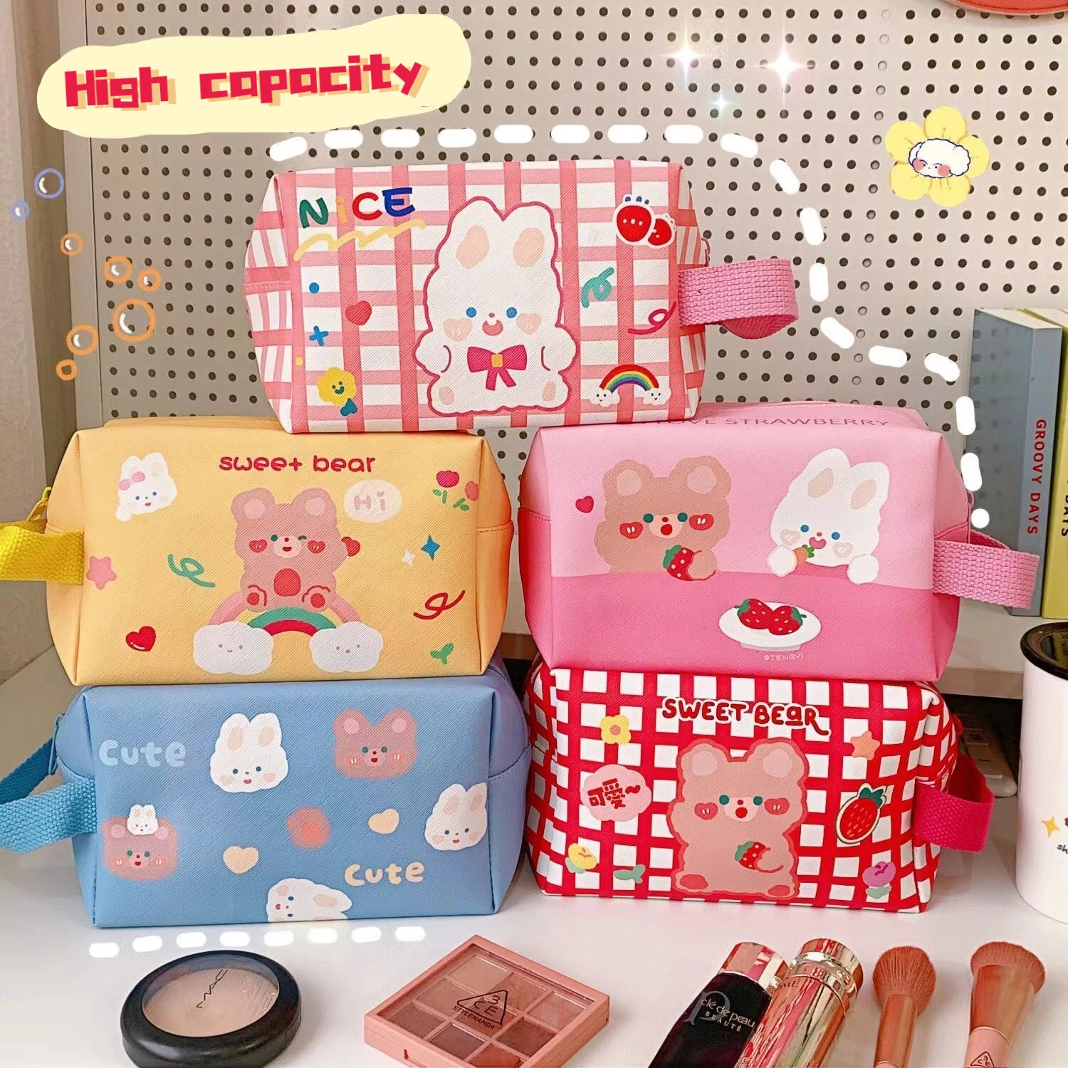 Large Capacity cute school Pencil pen makeup pouch Case Supplies Stationery gift 