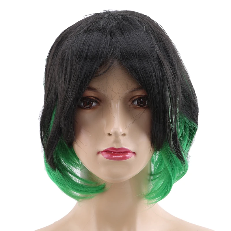 Gradient 2 Colored Wig Full Natural Human Hair Wig Ladies Fashion Wig Short Bob Natural Hair Party Headwear Hot Sale
