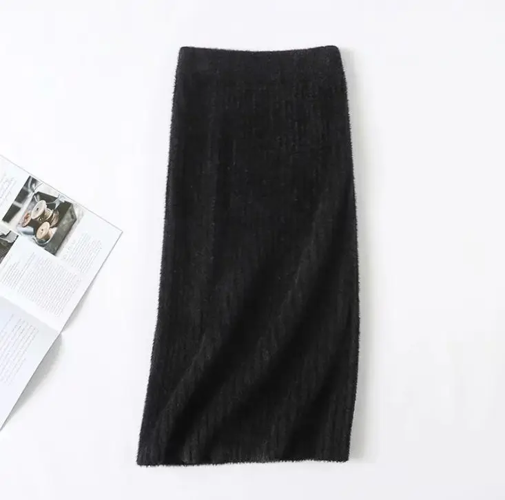 Hcless Женская осень и зима новая мода дикая вода-как бархат вязаная юбка высокая талия длинная на сумку на юбку бедра юбка