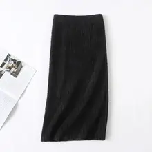 Hcless Женская осень и зима новая мода дикая вода-как бархат вязаная юбка высокая талия длинная на сумку на юбку бедра юбка