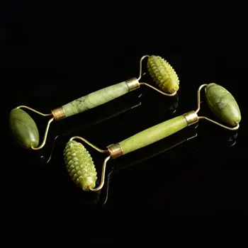 

Natural Jade Stone Double Head Face Roller Massager Slim Anti Aging Firming Tool Q0KD