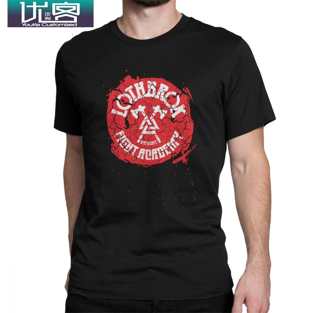 

Men's Ragnar Lothbrok Fight Academy T-Shirt Vikings Casual Crewneck Short Sleeve Tops 100% Cotton Tees Designs Vintage T Shirt
