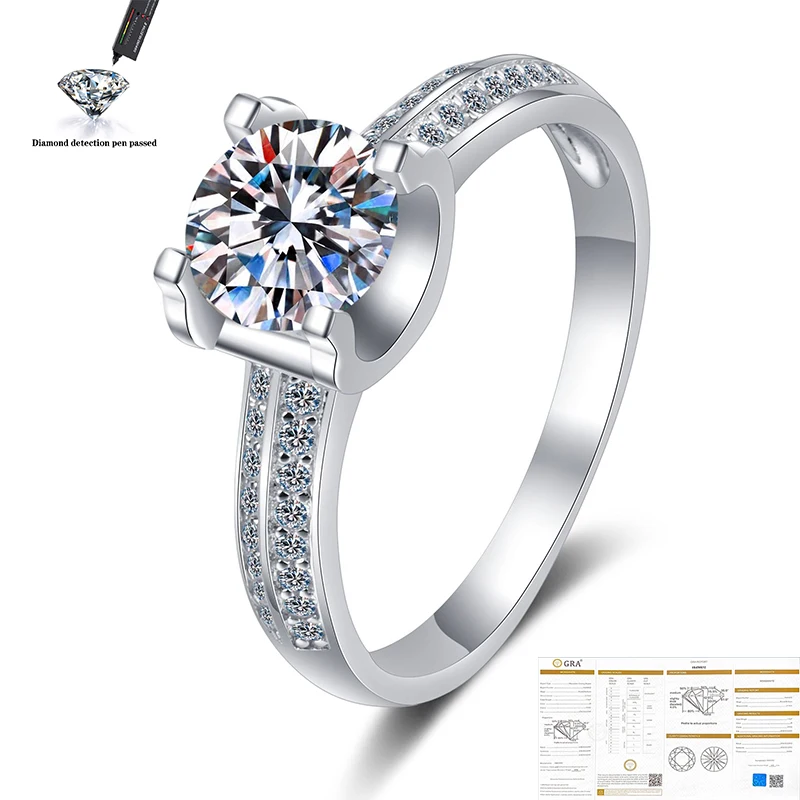 100% Real 925 silver Ring for Women Natural AAA Moissanite Jewelry Gemstone Anillos De Bizuteria Tension Setting  Diamond Ring