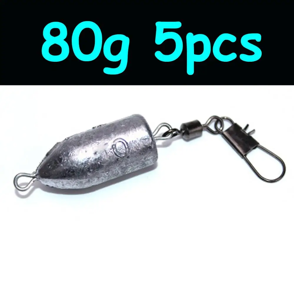 JIGEECARP 10g to 80g Weight Fishing Sinker Rolling Swivel Sea