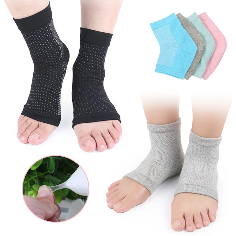 1pair Anti Fatigue Outerdoor Foot Sleeve Sock Elastic Comfort Compression Breatheable Heel Support Pain Relief Foot Care Sock