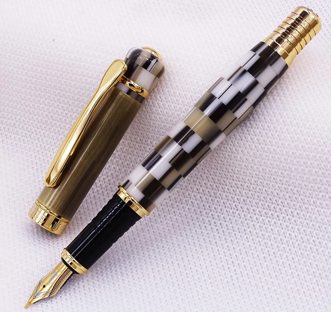 Kaigelu 316 / 336 Marble Celluloid Fountain Pen, 22KGP Medium Nib Beautiful Phantom Black-White / Blue / Borwn Pattern Gift Pen kaigelu 316 classic marble celluloid fountain pen 22kgp medium nib multicolor for choice phantom pattern business writing pen