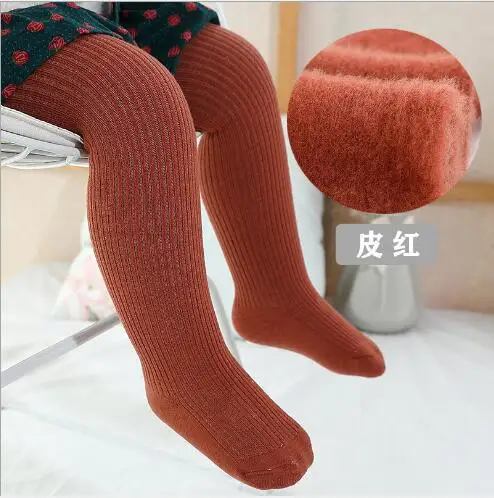 as photo Зимние новые колготки для малышей на бархатной подкладке для детей весенне-осенние трикотажные леггинсы теплый комбинезон с девятью кнопками для мальчиков и девочек; леггинсы - Color: as photo