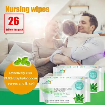 

Hands Disinfection Wipes 26wipes/Pack Travel Size Mint Aloe Travel Makeup Remover Non-woven Fabric Hand Cleaning Wet Wipes