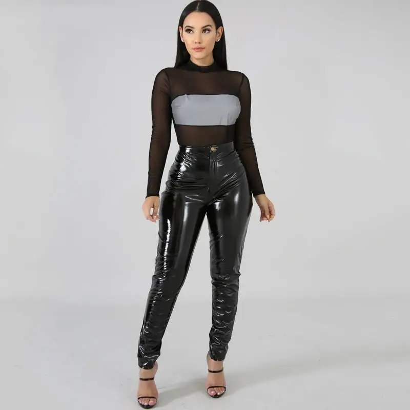 Брюки-карандаш с высокой талией, однотонные брюки осень-зима, Pantalon Femme размера плюс, женские обтягивающие брюки из искусственной кожи