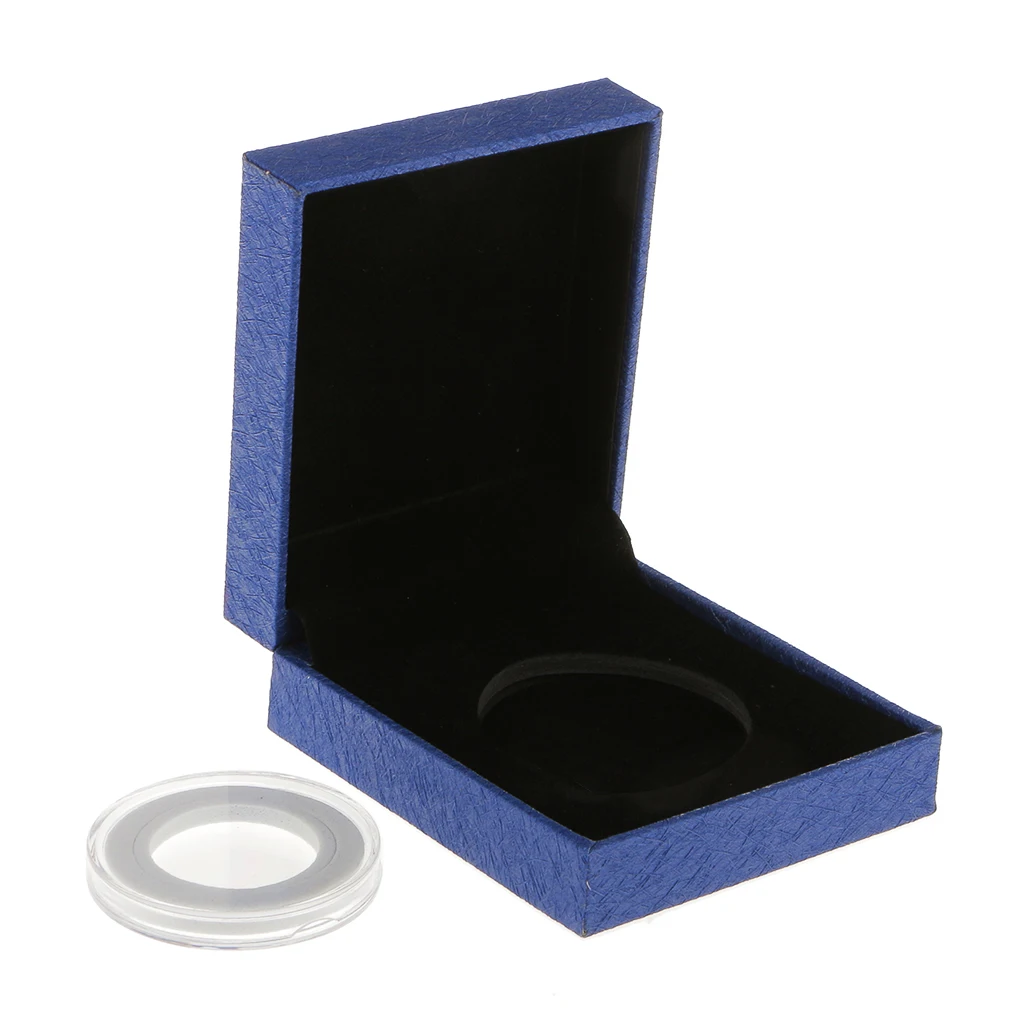 Blue Presentation Box Display Case Gift For Single 38Mm Coin For Protect Coin From Damage