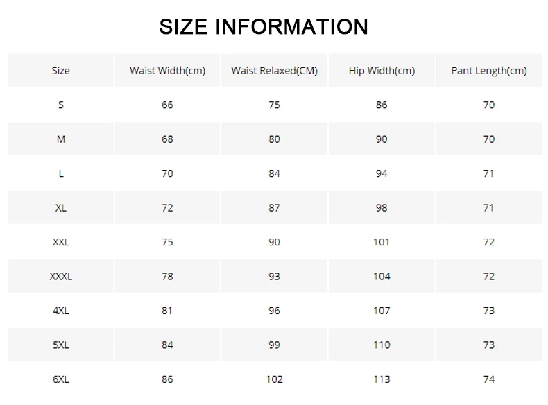 women slim pants size