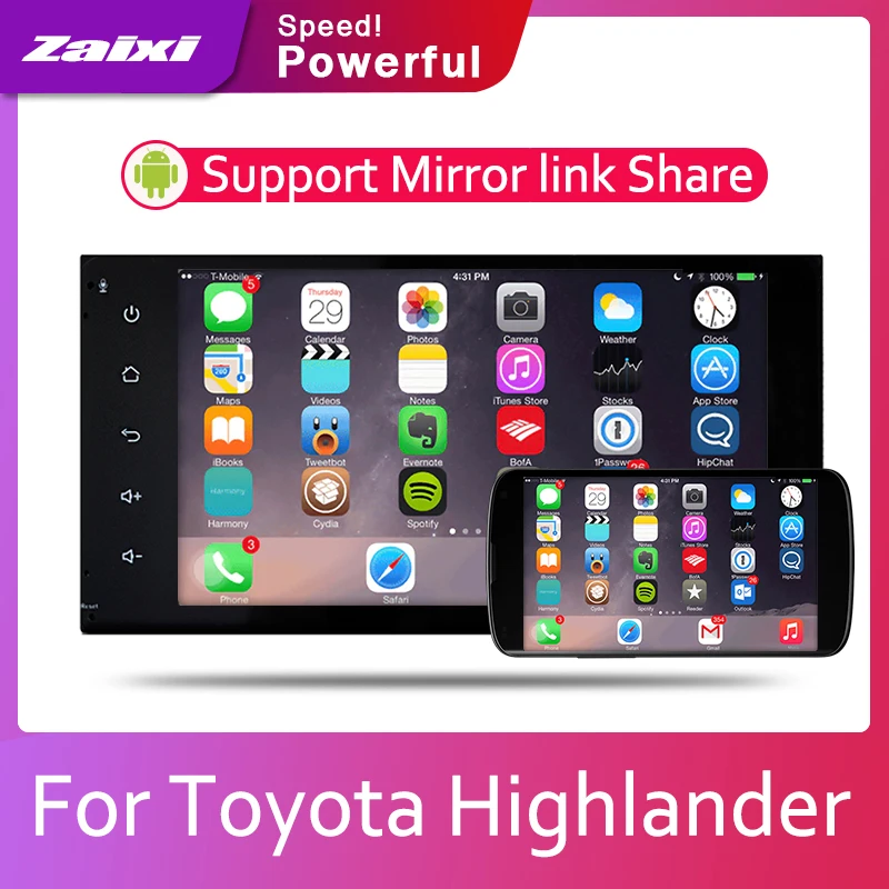 ZaiXi автомобильная система Android 1080P IPS ЖК экран для Toyota Highlander Kluger 2000 ~ 2007