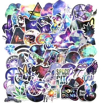 

70Pcs Colorful Skull Cool Laser Star Stickers For Trolley Case Motorcycle Notebook Skateboard Cross Dope Sticker Pack Decals