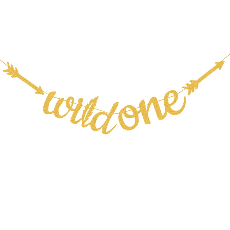 Золотой блеск Wild One первый с днем рождения мальчик/девочка торт кекс топперы с баннером дети Вечеринка Детский душ украшения принадлежности
