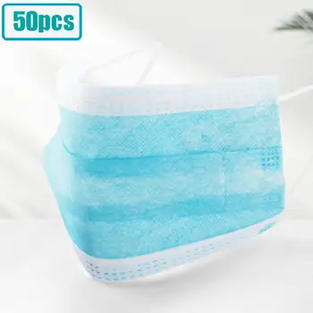 

50pcs Mask Virus Bacterial Mask Disposable Dust-proof 3-layer Filter Dustproof Non-woven Masks Mouth Face Mask Filter Breathable