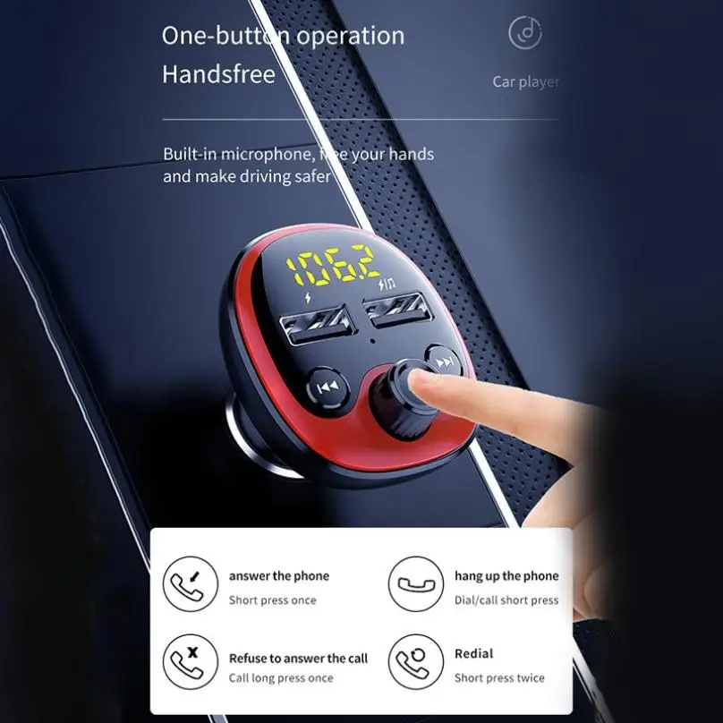 Овальный Hands-Free музыкальный mp3-плеер автомобильный Bluetooth fm-передатчик модулятор FM двойной usb2.0 зарядное устройство bluetooth voiture передатчик автомобильный