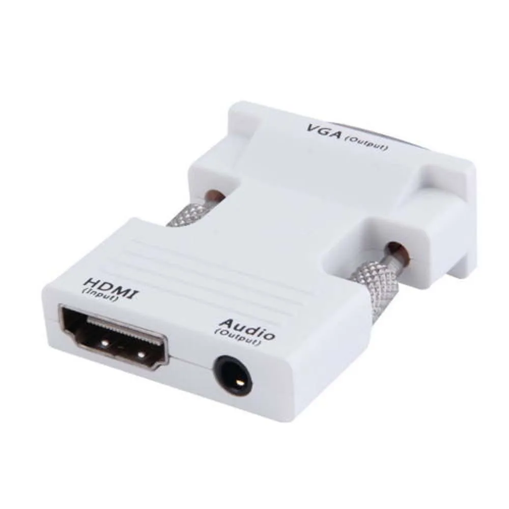 white HDMI Female to VGA Male Converter+Audio Adapter Support 1080P Signal Output - Цвет: white