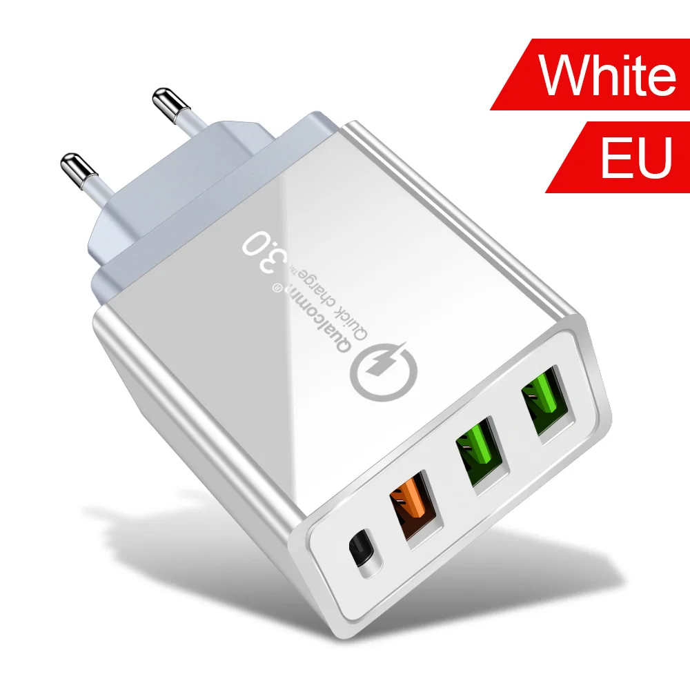 3 Port EU White Udyr Quick Charge 4,0 3,0 USB зарядное устройство 36 Вт EU US type C PD быстрое зарядное устройство для iPhone 11 Pro Sasmung S10 Xiaomi huawei PD зарядное устройство - Тип штекера: 3 Port EU White
