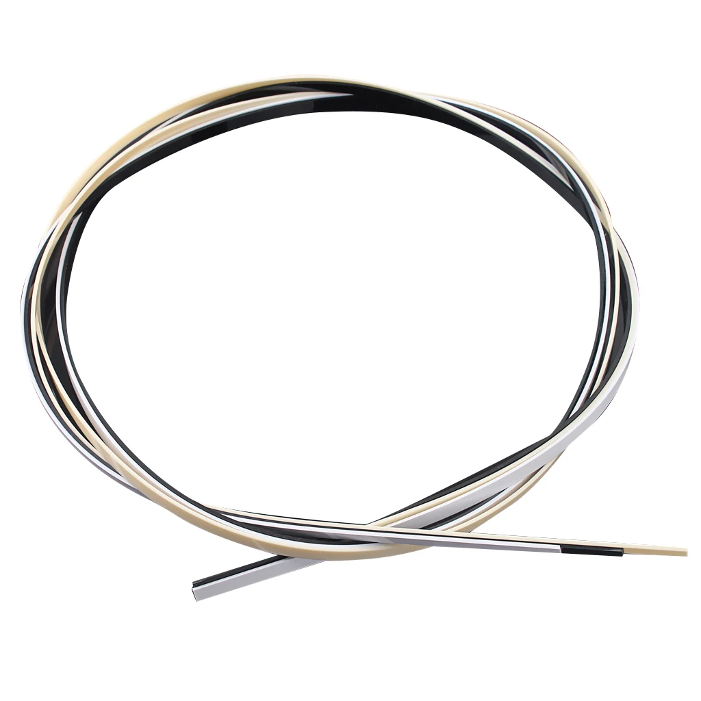Pack of 3 Plastic Guitar/Electric Bass Binding Purfling Strips Edge Trim Inlay Black+White+Cream