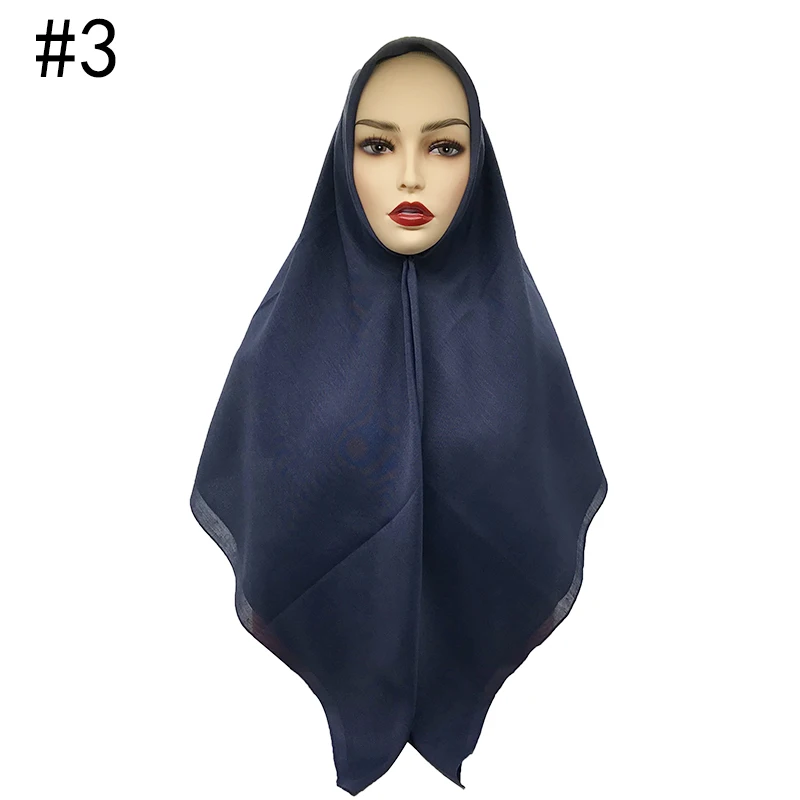 Малайзия Tudung Bawal исламский хиджаб квадратный Хлопок мусульманский платок-бандана для женщин глушитель хиджаб шали леди сплошной шарф 10 шт - Цвет: 3