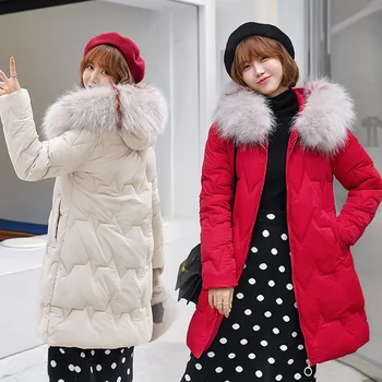 

Parkas Mujer 2019 Litthing Long Sleeve Zipper Windbreaker Jacket Coat Parkas Female Winter Coat Thickening Cotton Jacket Womens