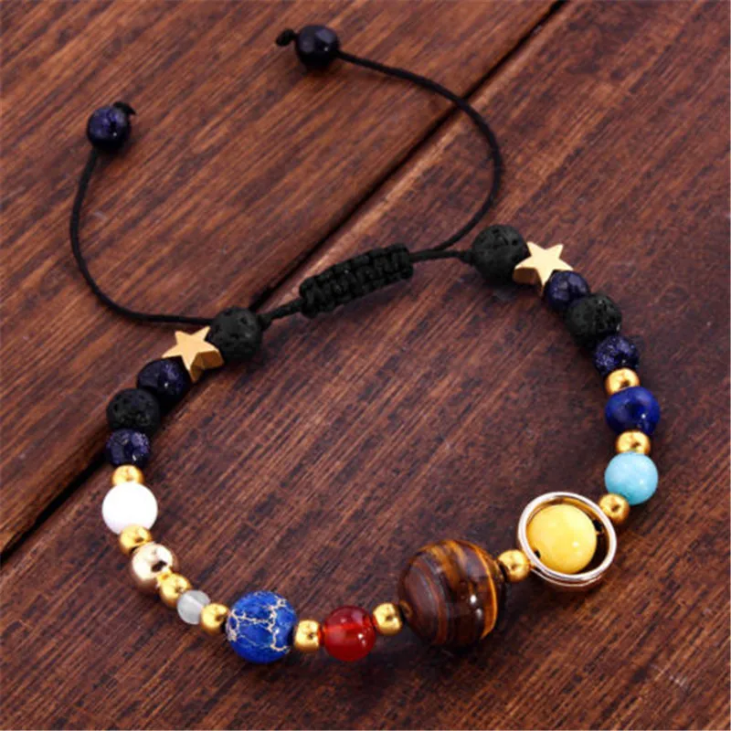 Cosmic Galaxy Solar System Bracelet Female Transfer Beads Eight Planets Natural Hand-woven Student Beads