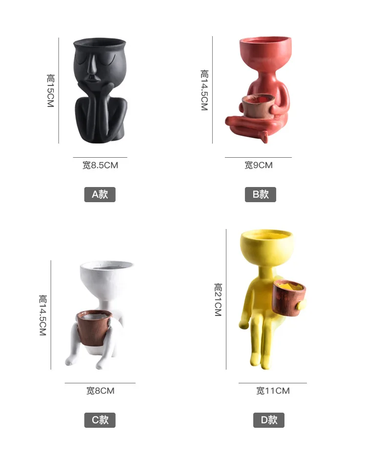 Скандинавские минималистичные керамические абстрактные вазы черный желтый человеческое лицо креативный дисплей комнаты Декоративные Figue форма головы ваза