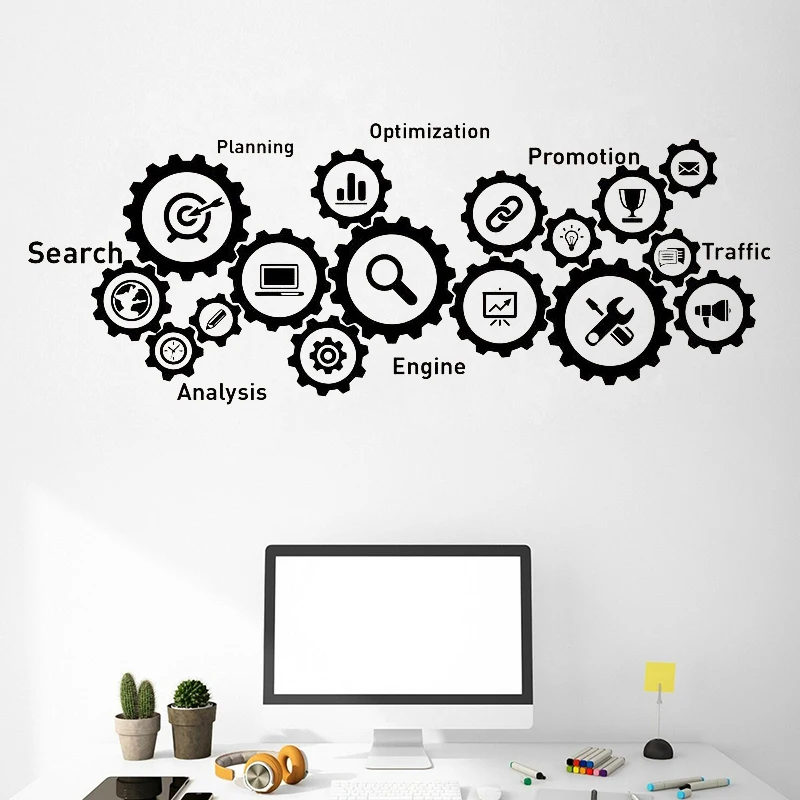 Seo Decor Brand Office Search Wall Decal Teamwork Business Worker Inspire Motivation Sticker Vinyl Decoration C498 | Дом и сад