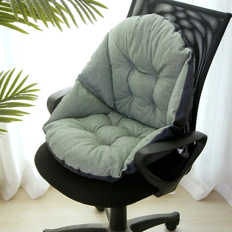 Студенческая льняная обивка Толстая теплая подушка сидения, салон талии подушка для компьютерного кресла - Цвет: green